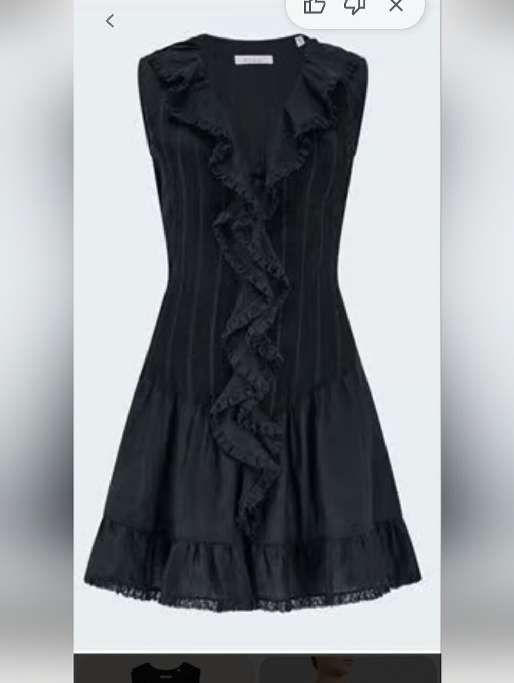 Magaschoni NWT 100% Cotton Black Ruffle-Front Sleeveless Mini Dress - Picture 2 of 11